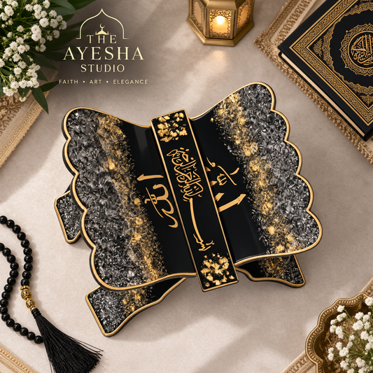 Black & Gold Luxury Quran Resin Rehal