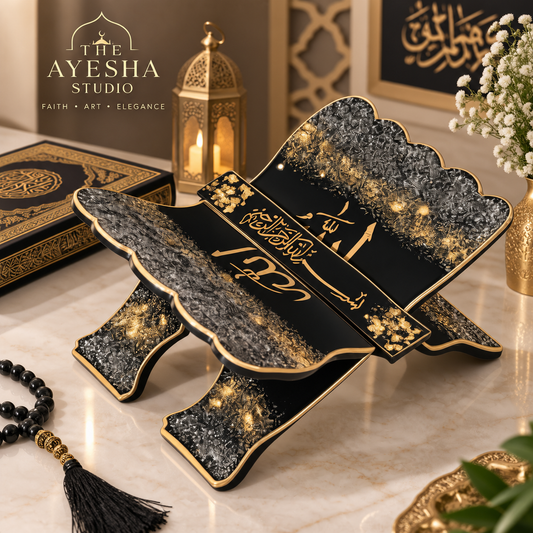 Black & Gold Luxury Quran Resin Rehal