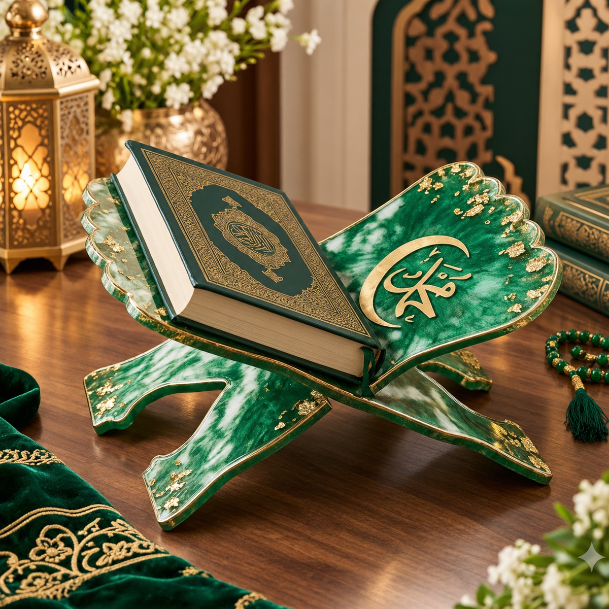 Royal Green Luxury Quran Resin Rehal