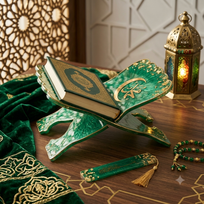 Royal Green Luxury Quran Resin Rehal