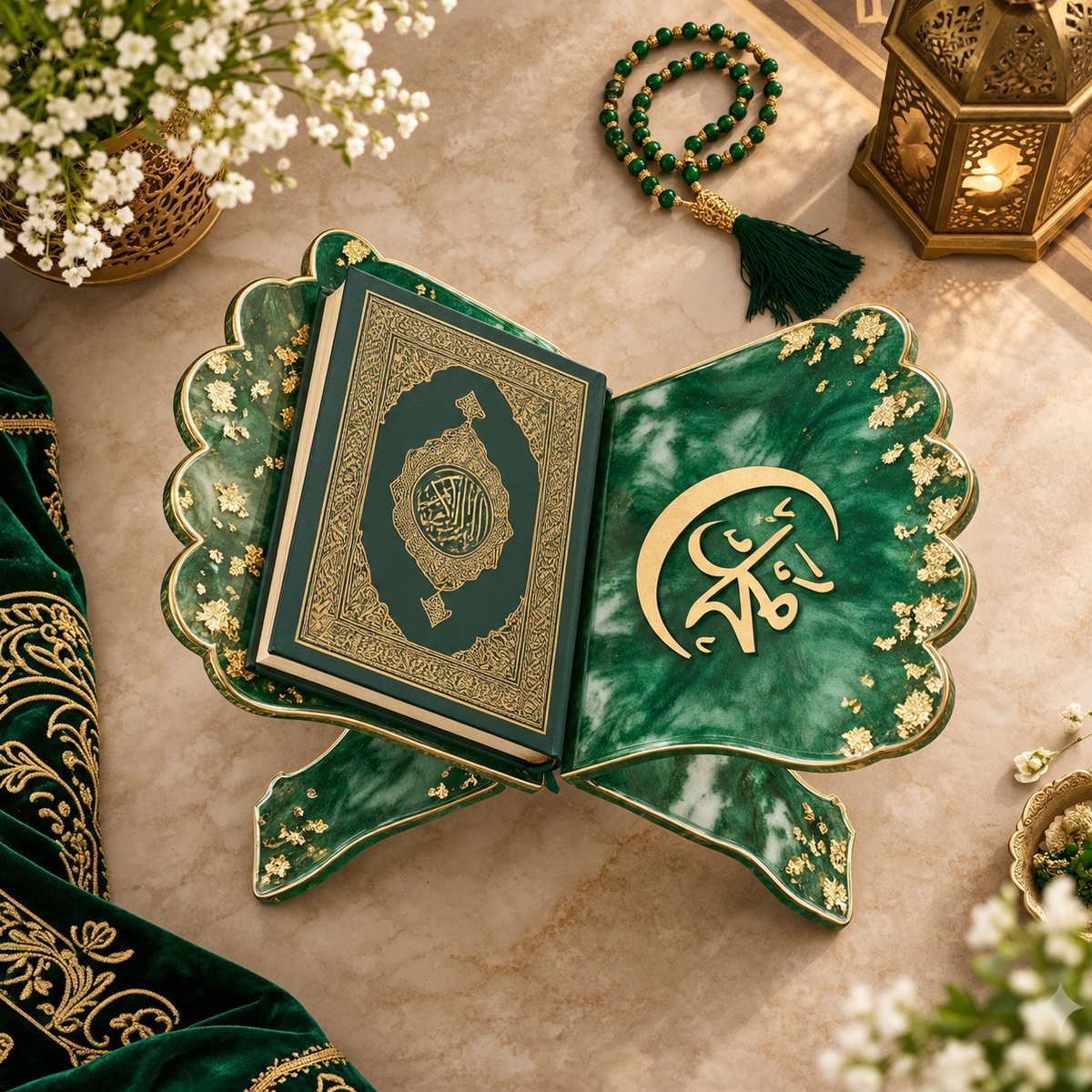 Royal Green Luxury Quran Resin Rehal