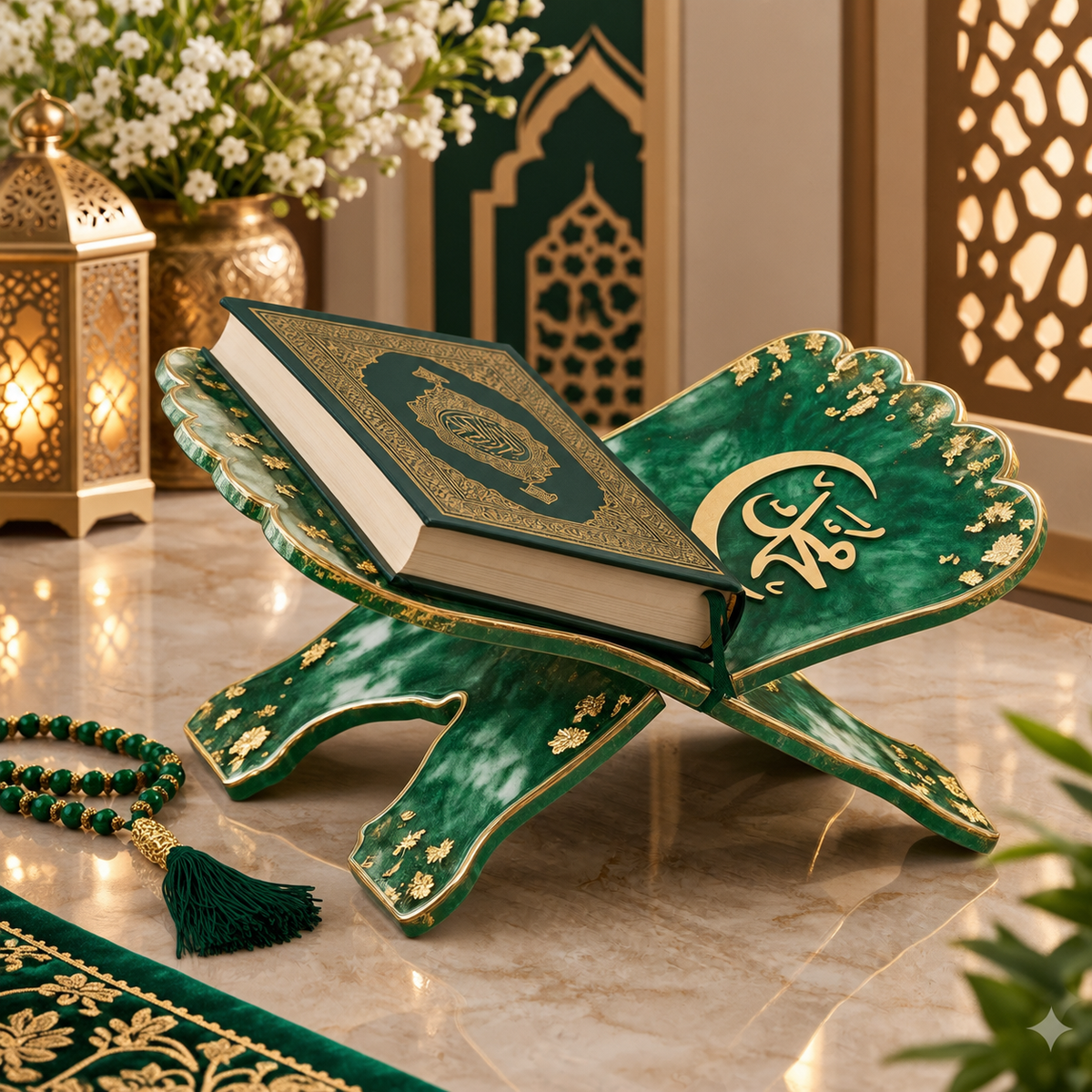 Royal Green Luxury Quran Resin Rehal